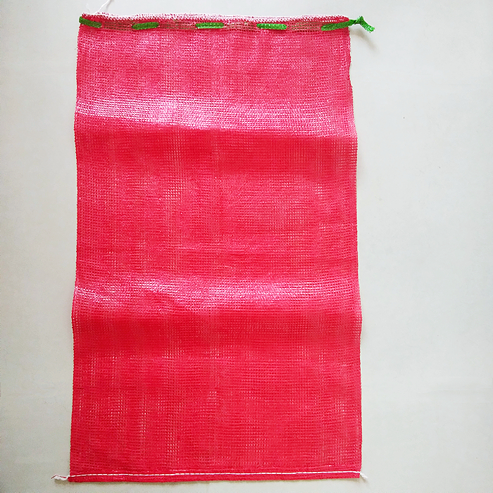 Green drawstring tubular mesh bags